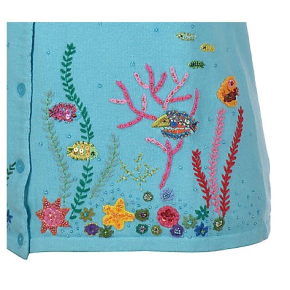 NWT Quacker Factory Coral Reef Short Sleeve Cardigan - Picture 4 of 4